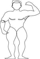 Flexing Muscle Man Outline – Strong Bodybuilder Silhouette Fitness Vector Illustration