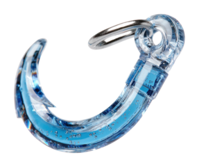 Innovative blue plastic hook accessory product bright isolated on transparent background