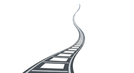 Perspective view of a winding road track leading forward representing journey and progress isolated PNG with Transparent Background