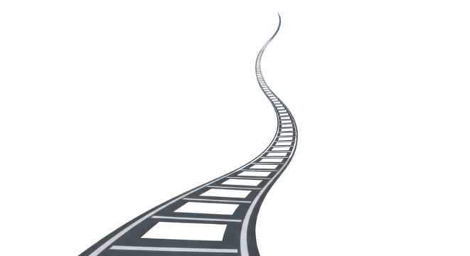 Perspective view of a winding road track leading forward representing journey and progress isolated PNG with Transparent Background