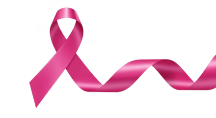 Symbol of hope pink ribbon represents breast cancer awareness and support isolated on transparent background