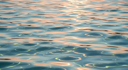 Mesmerizing water ripples shimmer with golden sunset light, creating a tranquil and serene abstract background for peaceful projects