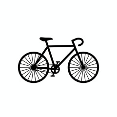 Solid black side-view bicycle vector icon, minimal transport and sustainability concept, flat clean design
