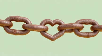 Obraz premium Heart-Shaped Link In Rusted Metal Chain