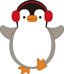 빨간 귀마개를 한 아기펭귄