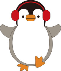 빨간 귀마개를 한 아기펭귄