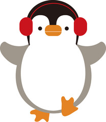 빨간 귀마개를 한 아기펭귄