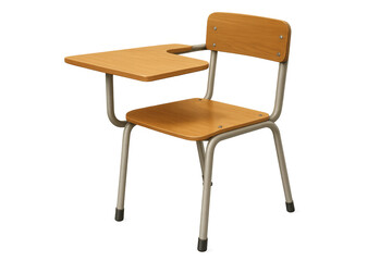 Student chair with writing tablet on transparent background