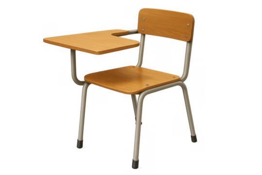 Student chair with writing tablet on transparent background - Powered by Adobe
