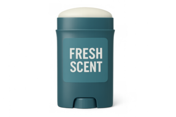 Deodorant stick with fresh scent label on transparent background