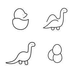 Line Art Dinosaurs icon and Hatching Eggs Collection