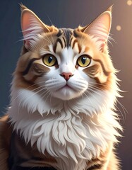 Majestic Maine Coon Cat Portrait - A Study in Feline Focus.