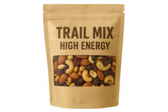 Trail mix high energy stand up pouch branding