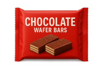 Red snack packaging for chocolate wafer bars