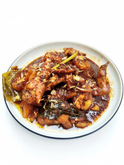 A Bowl of Indonesian Sweet Soy Sauce Chicken and Potato Stew Ready to Eat