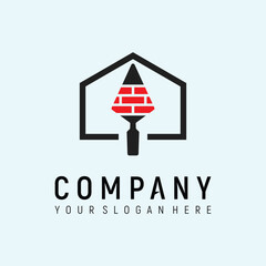 Brick trowel home Design Logo Concept Vector Template