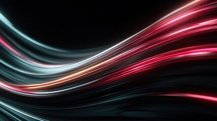 High-Speed Light Trails: Dynamic Curved Lines in Blue, Orange, and Red