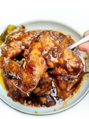 Delicious Home-Cooked Indonesian Chicken and Potato Stew in Rich Dark Gravy