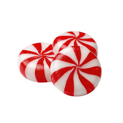 Obraz premium Red and White Swirled Peppermint Candies, PNG Clipart Element with Transparency
