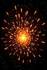 Fototapeta premium Vibrant Orange Firework Exploding in a Starry Night Sky.
