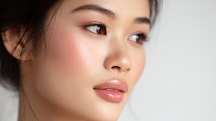 Fototapeta premium A woman with a very pretty face and a nice smile