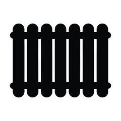 Simple Black Picket Fence Illustration Isolated on White Background, Garden Concept