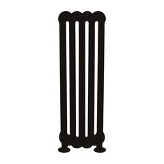 Black silhouette of a cast iron radiator providing warmth during winter