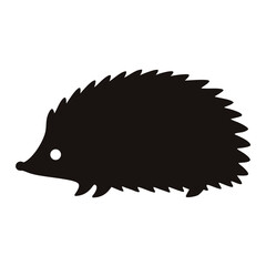 Simple and elegant silhouette of a hedgehog in black on white background
