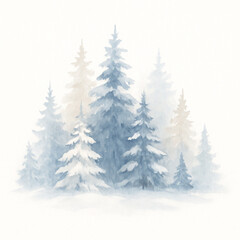 Obraz premium Serene winter forest features snow covered pine tree landscape with misty atmosphere