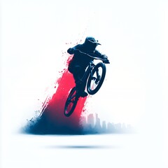 Fototapeta premium BMX Rider Silhouette: Dynamic Urban Extreme Sports Art