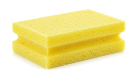 Two yellow rectangular sponges stacked on a white background.