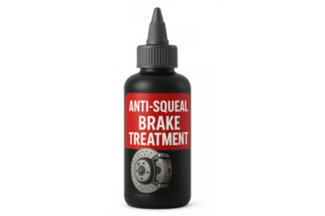 Anti-squeal brake treatment bottle for automotive maintenance