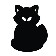 Stylized fox silhouette, minimalist animal icon in black, cute and charming