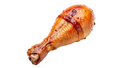 A delicious and juicy roasted chicken leg isolated on a transparent background, perfect for culinary presentations and foodrelated content