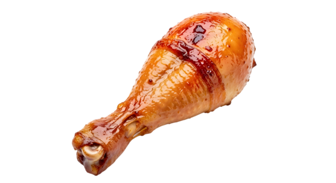 A delicious and juicy roasted chicken leg isolated on a transparent background, perfect for culinary presentations and foodrelated content