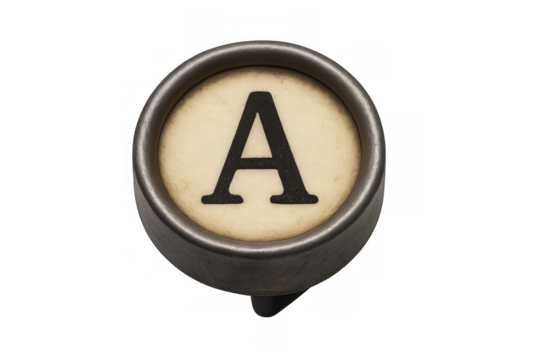 Vintage typewriter key showing letter a