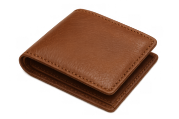 Brown bifold wallet accessory on transparent background