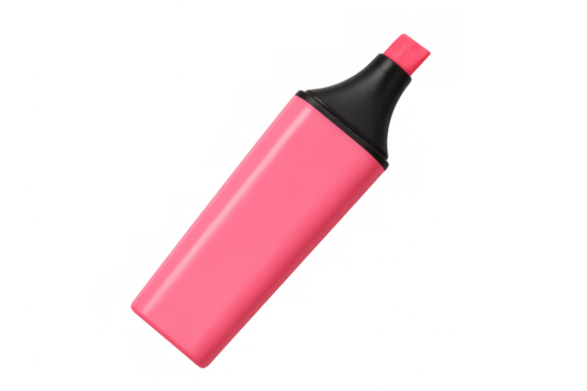 Pink highlighter pen for marking important text