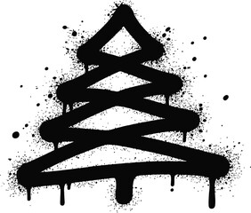 Christmas tree graffiti spray paint art black and white design