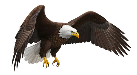 Fototapeta premium Bald Eagle Flying Wings Spread American Bird Freedom Wildlife Predator Hunter