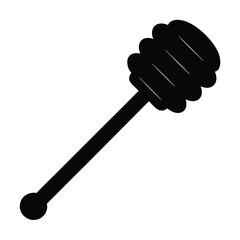 Stylized honey dipper illustration in black and white minimalist design