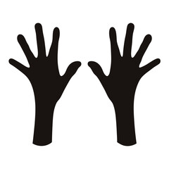 Abstract silhouette of two hands symbolizing humanity and connection on white background