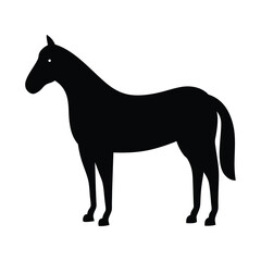 Simple and Elegant Black Silhouette Depiction of a Majestic and Serene Horse