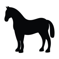 Majestic Horse Silhouette Standing Still, A Black and White Animal Representation