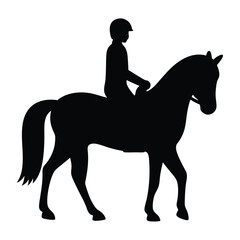 Black silhouette of a rider on a horse, dressage competition image