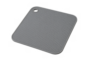Gray silicone honeycomb trivet hot pad isolated