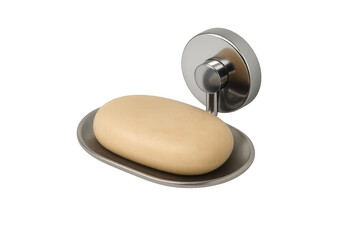 Bar soap on metal soap dish for hygienic washing