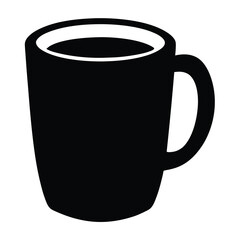 A solid black mug filled with coffee against a white backdrop
