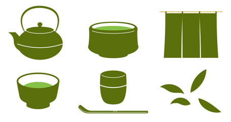 抹茶・鉄瓶・お抹茶Matchaのイラスト