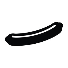Simple black silhouette of a hot dog on a white background
